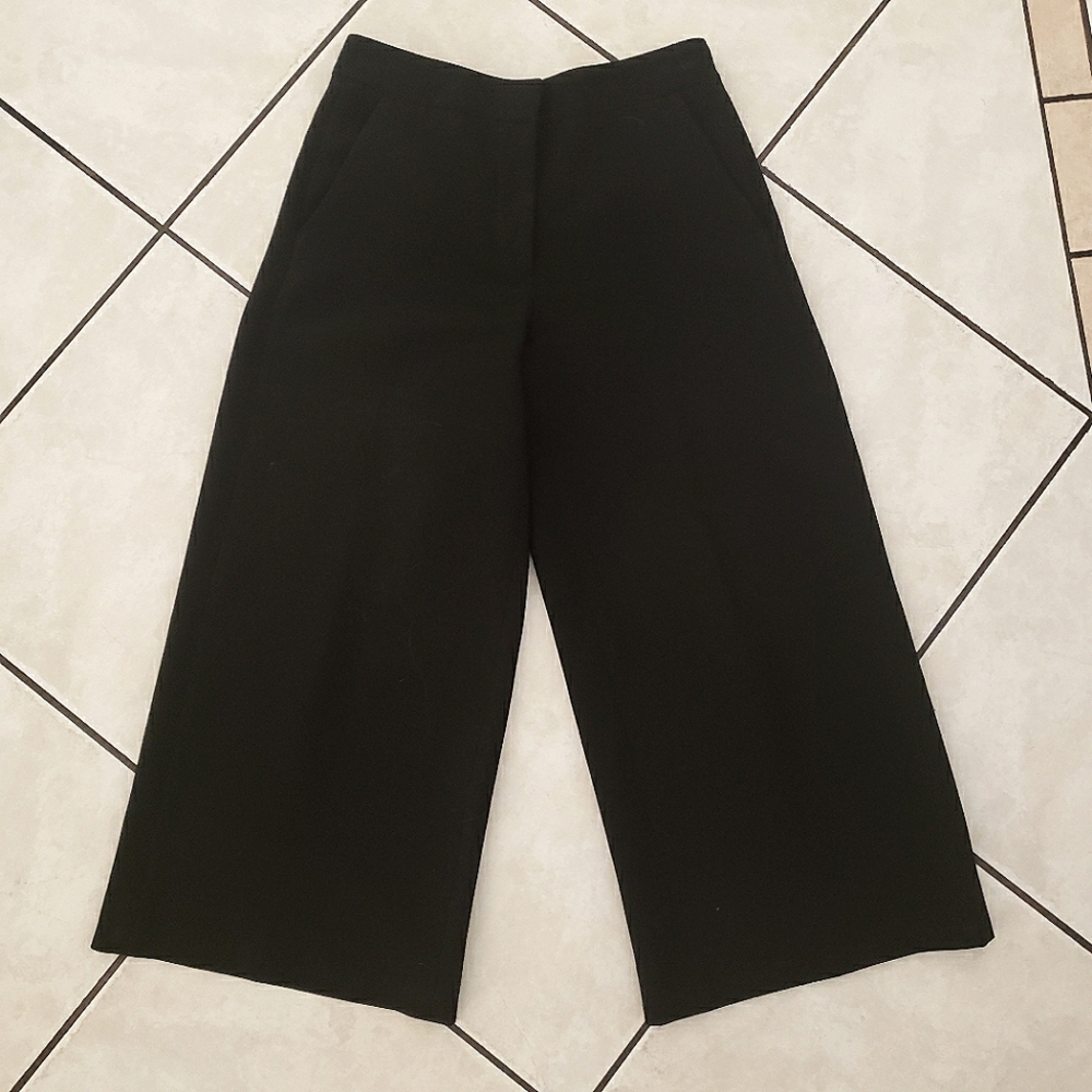 Prabal Gurung Black Wide Leg Culottes Cropped Pants Sz 4 Designer Classic Chic